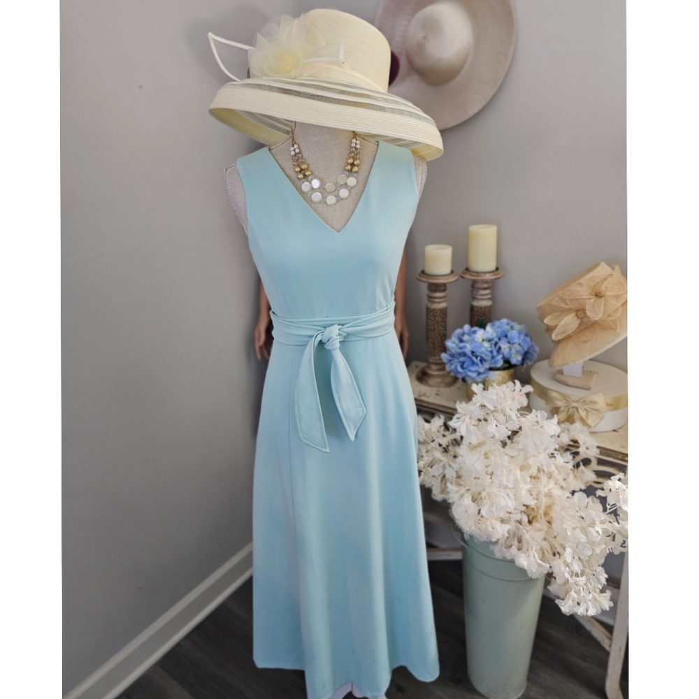 Calvin Klein Light Blue V-Neck Midi Dress